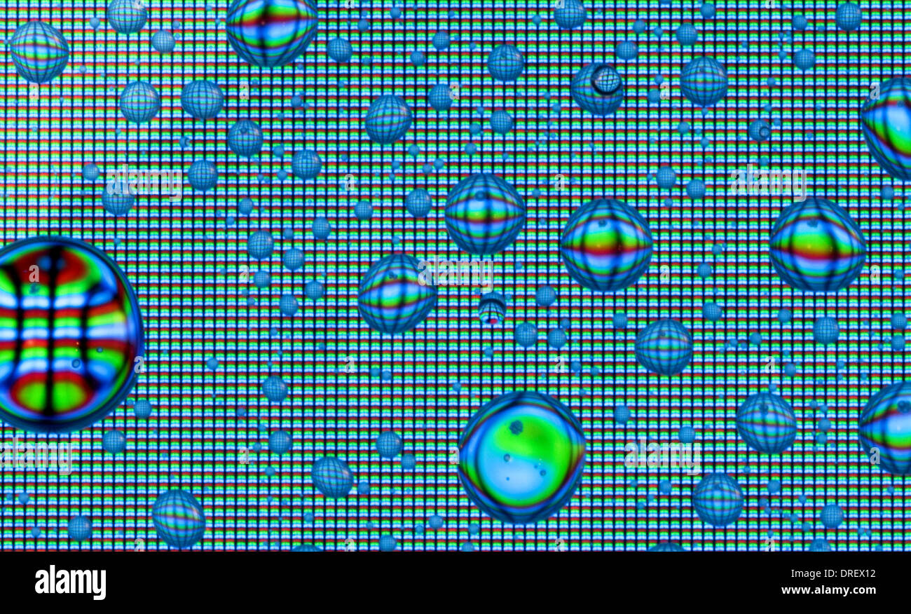 Goccioline sullo schermo Foto Stock