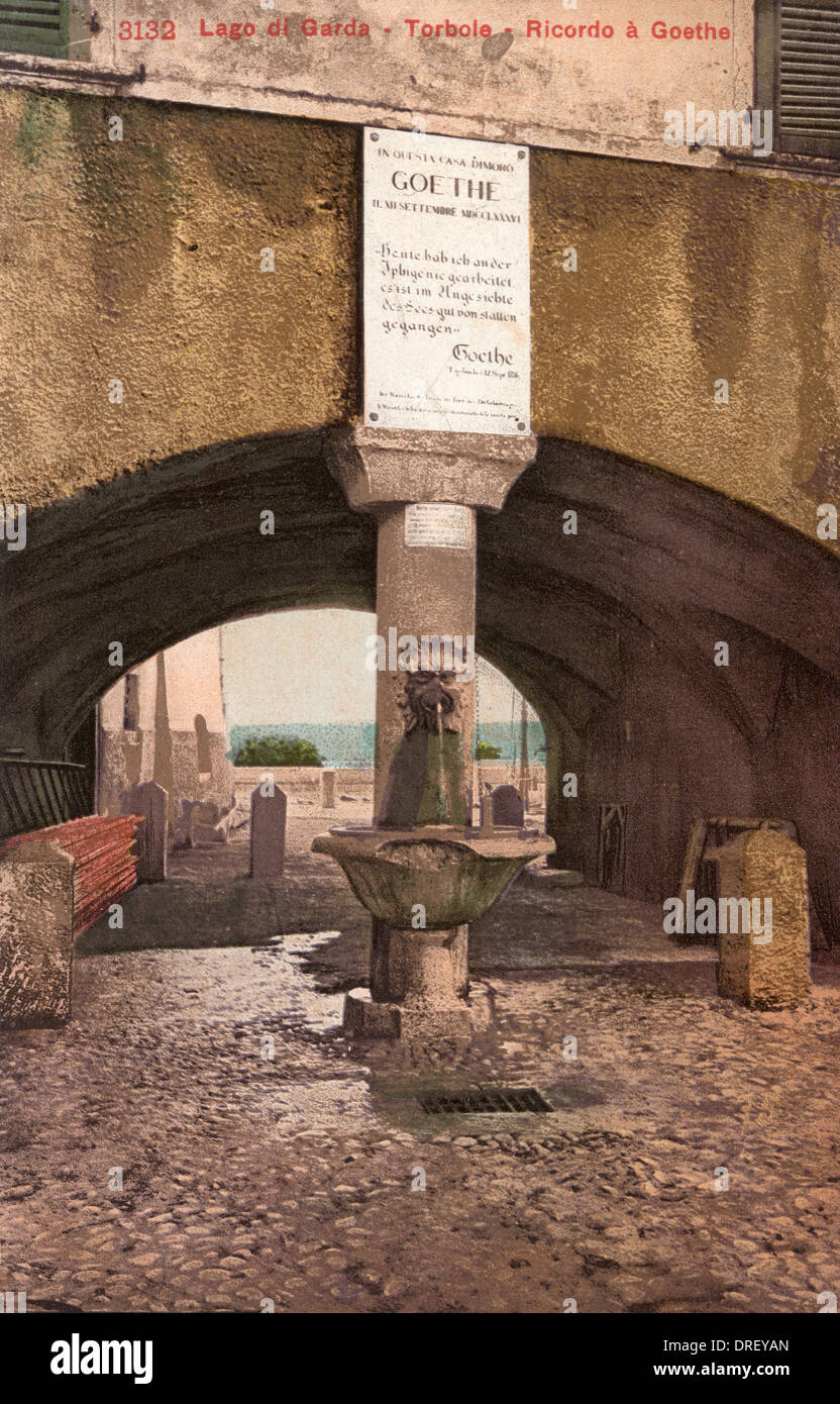 Torbole - Lago di Garda Italia - Goethe memorial tablet Foto Stock