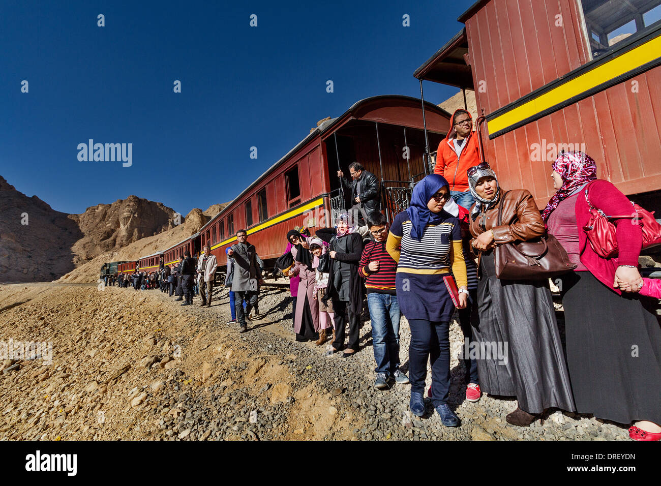 Lucertola rossa treno in Selda Gorges Foto Stock