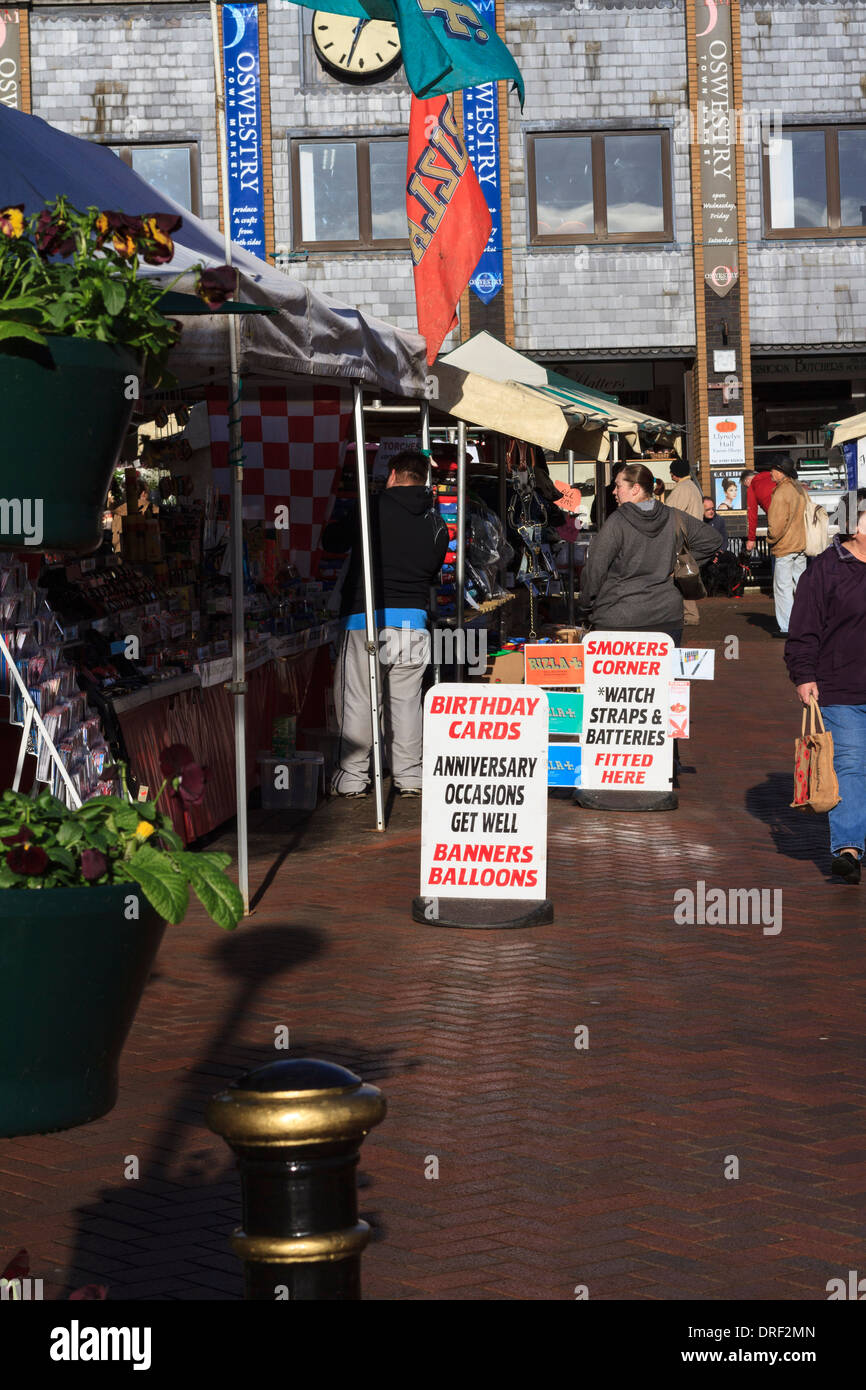 Giorno di mercato a Oswestry, Shropshire, Inghilterra Foto Stock