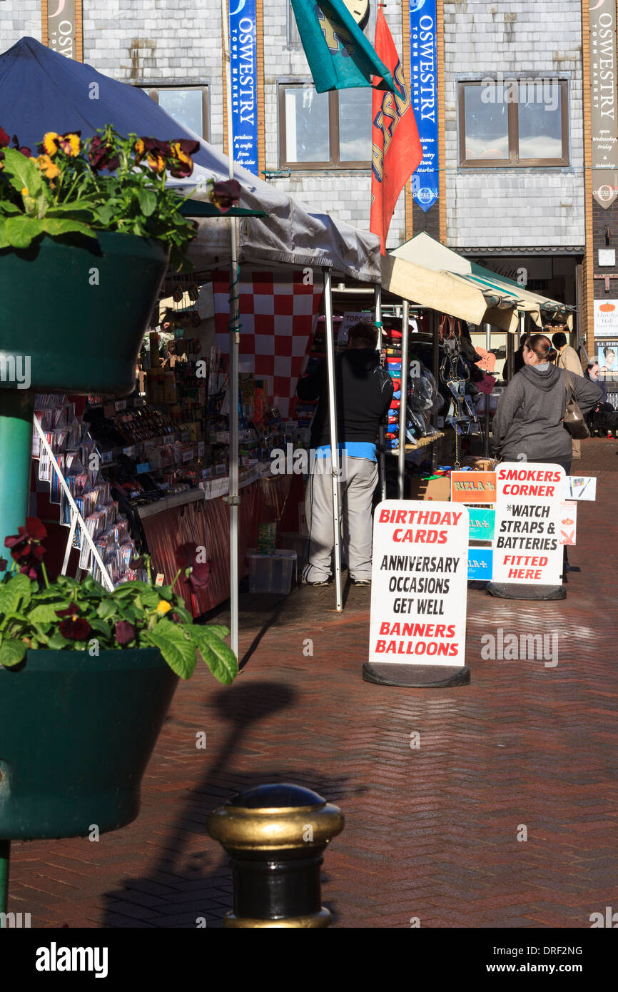 Giorno di mercato a Oswestry, Shropshire, Inghilterra Foto Stock
