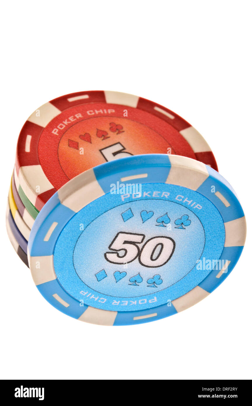 Stacked Chip di poker Foto Stock