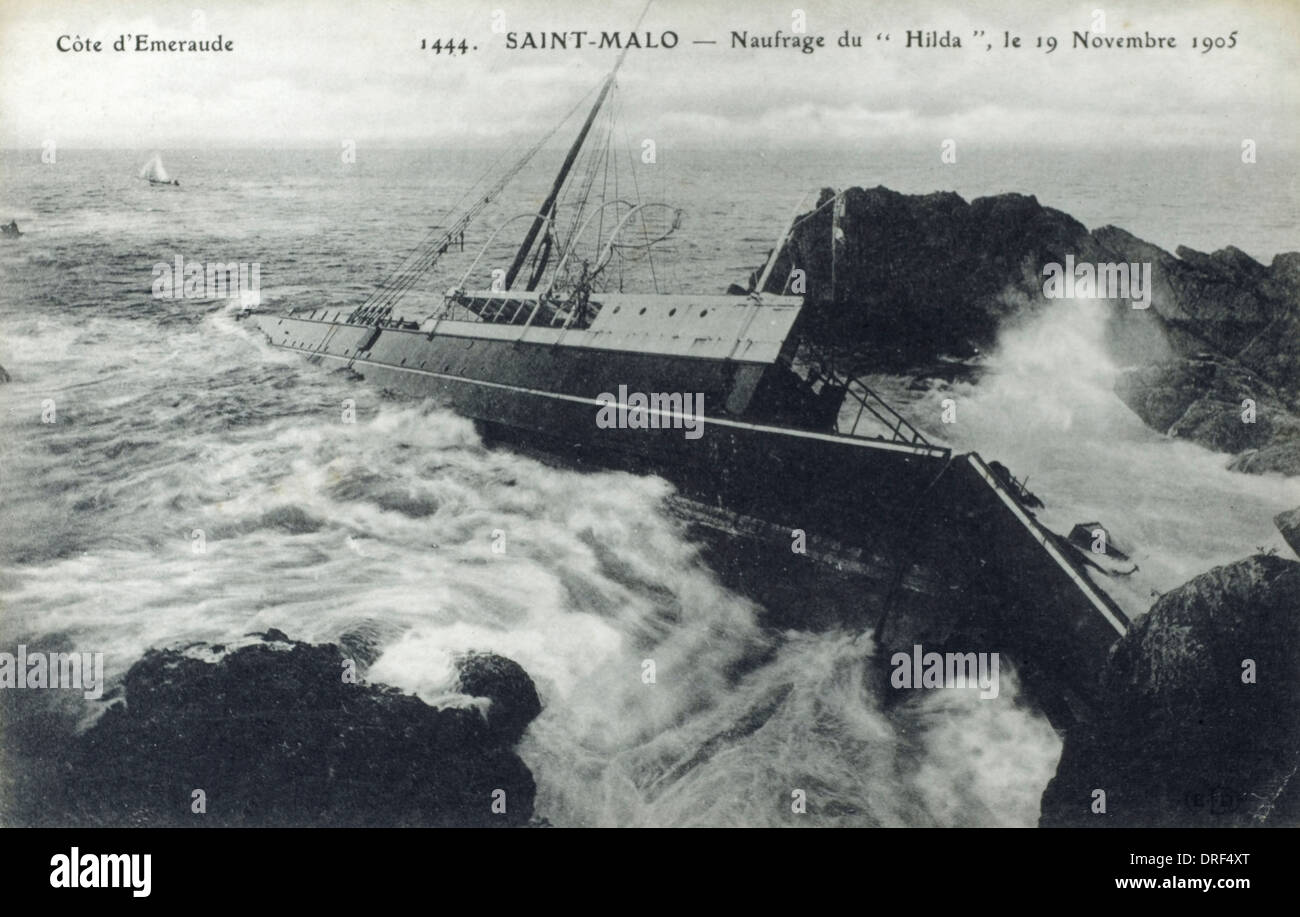 Naufragio della Hilda - St Malo Foto Stock