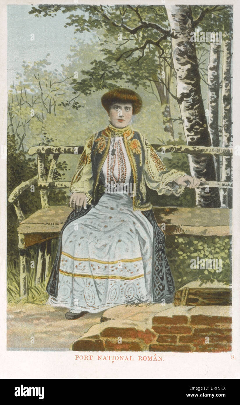 Romania - donna in costume nazionale Foto Stock