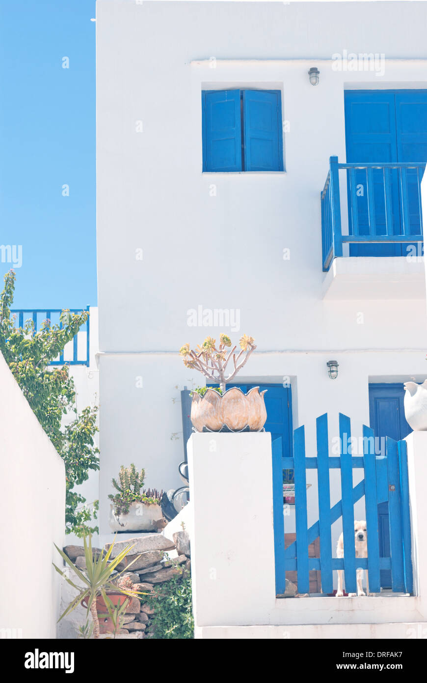 Tradizionale casa greca sull'isola di Mykonos, Grecia Foto Stock