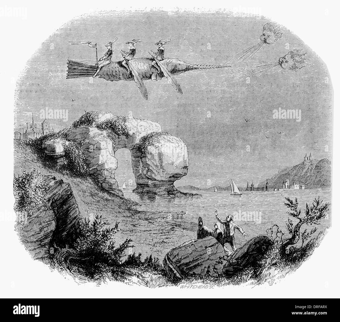 Pesce aerostatico proposta per una macchina volante nel Settecento Foto Stock