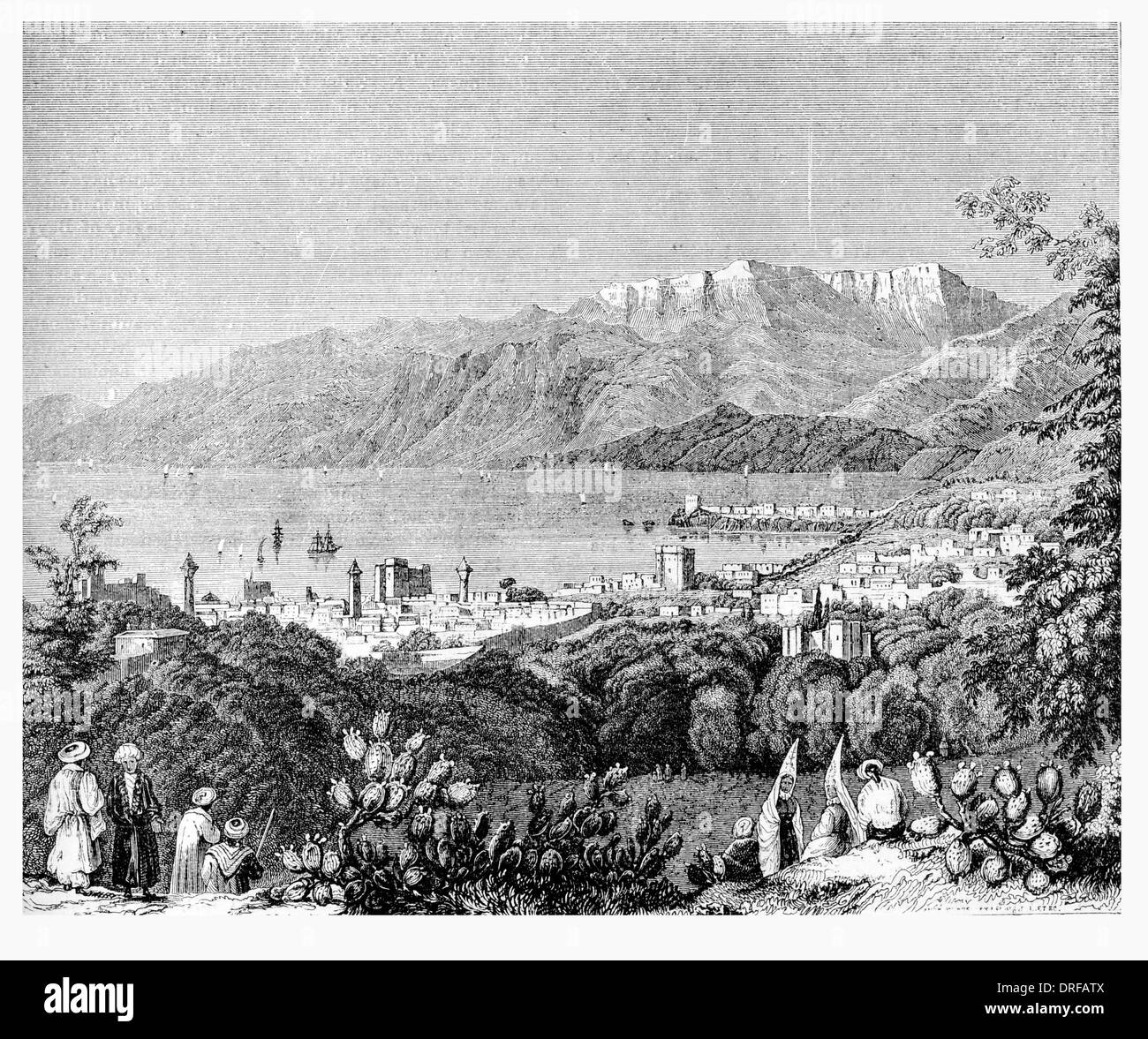 Beyrout Beirut e i monti del Libano circa 1840 Foto Stock