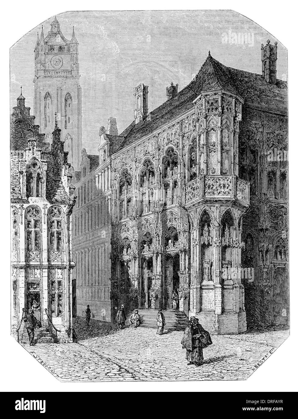L'Hotel Deville a Gand Belgio circa 1854 Foto Stock