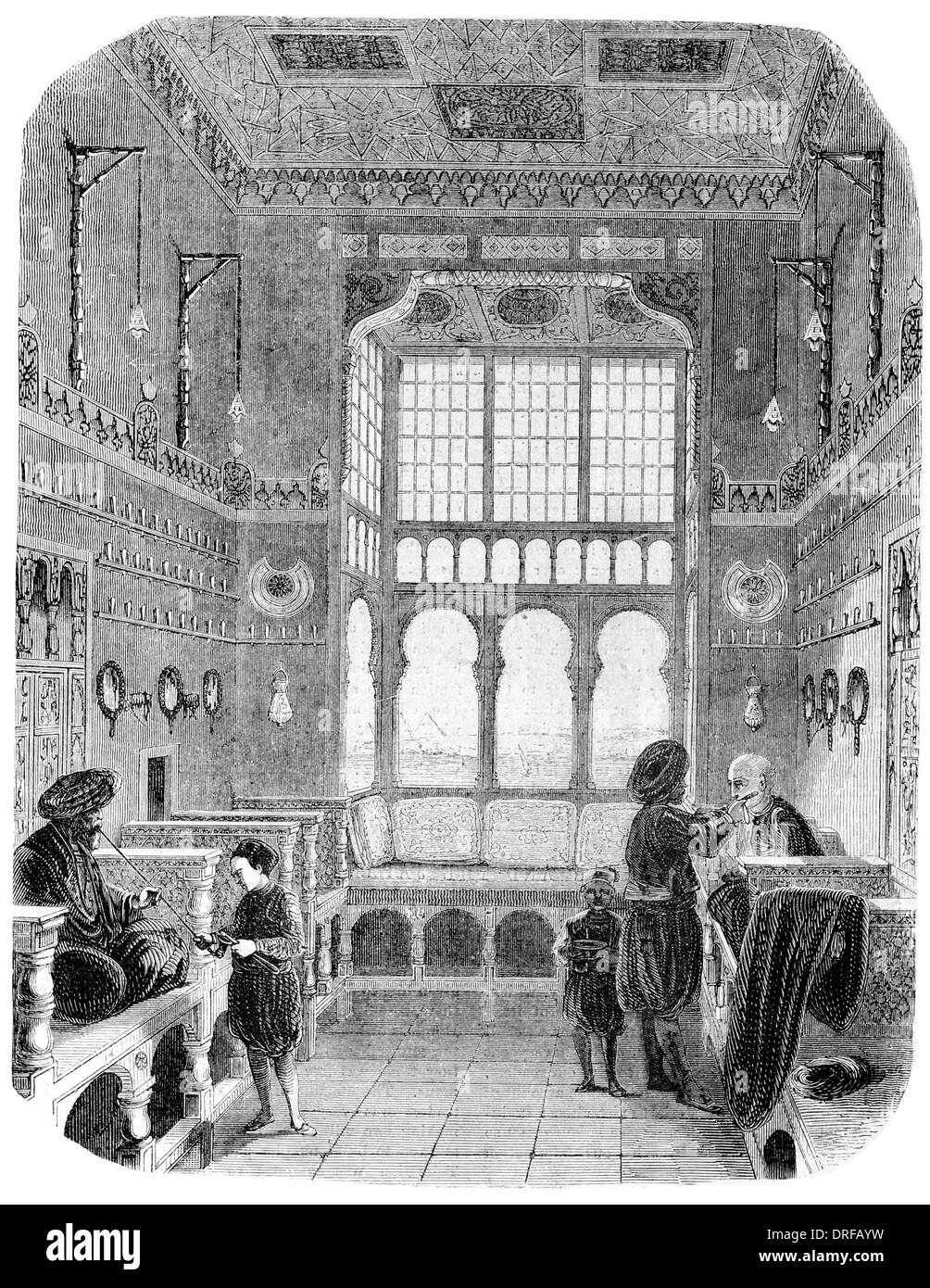 Interno di un bagno turco Barbiere circa 1854 Foto Stock
