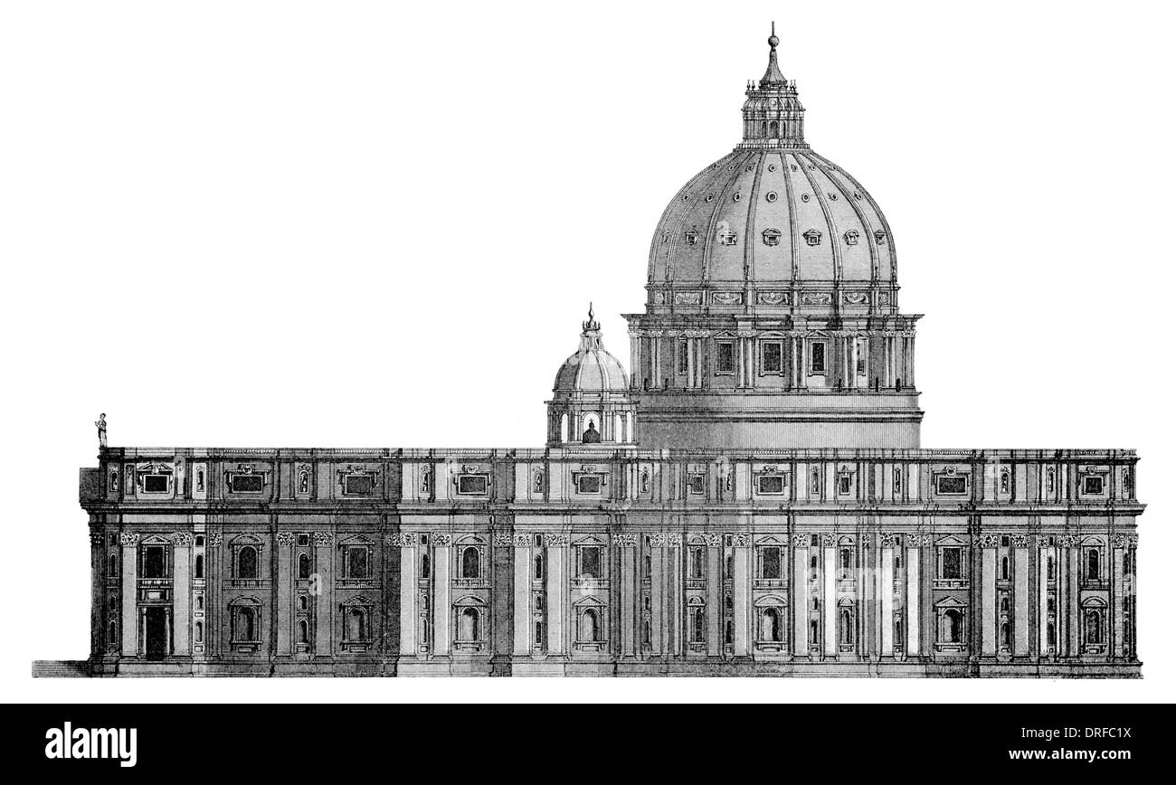 Basilica di San Pietro . Nord in alzato frontale Città del Vaticano Foto Stock