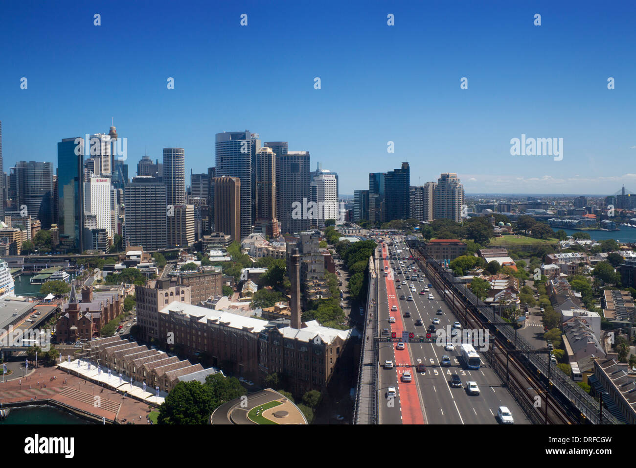 Bradfield autostrada strada principale che conduce fuori Sydney Harbour Bridge al centro cittadino di CBD Sydney New South Wales NSW Australia Foto Stock