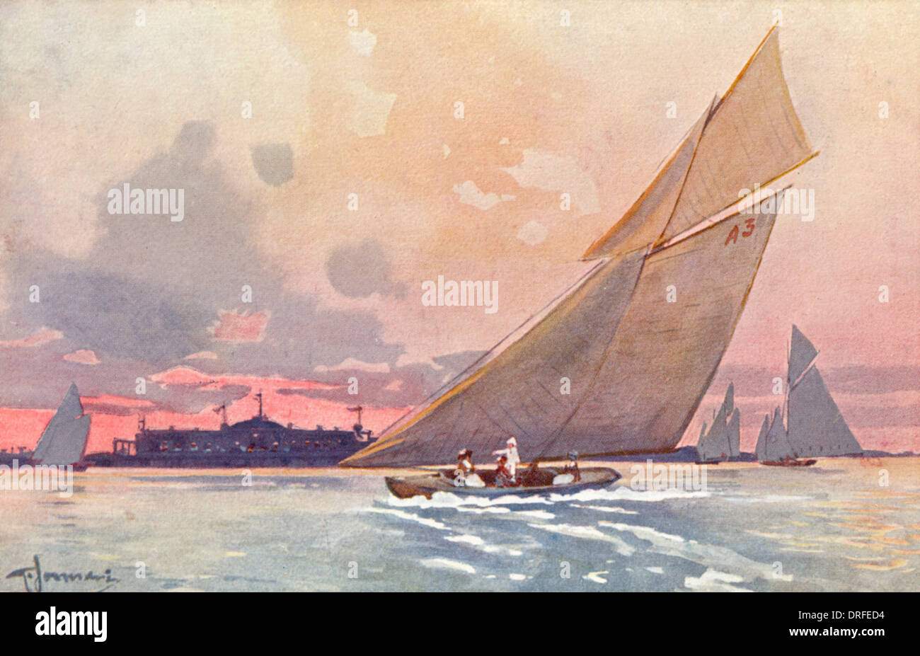 Yacht Racing davanti al Lido di Venezia Foto Stock