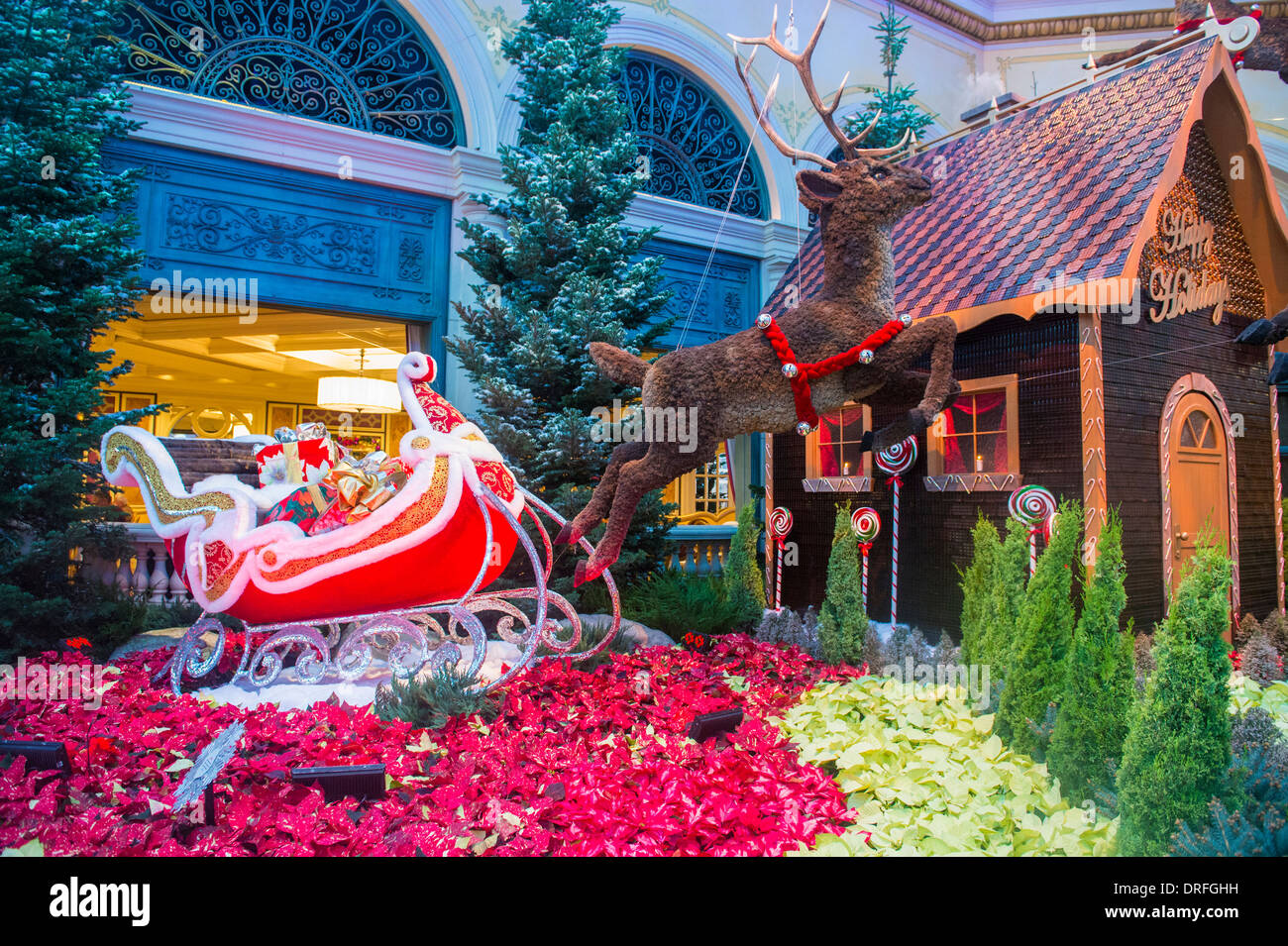 Stagione invernale a Bellagio Hotel la Serra e il Giardino Botanico di Las Vegas. Foto Stock