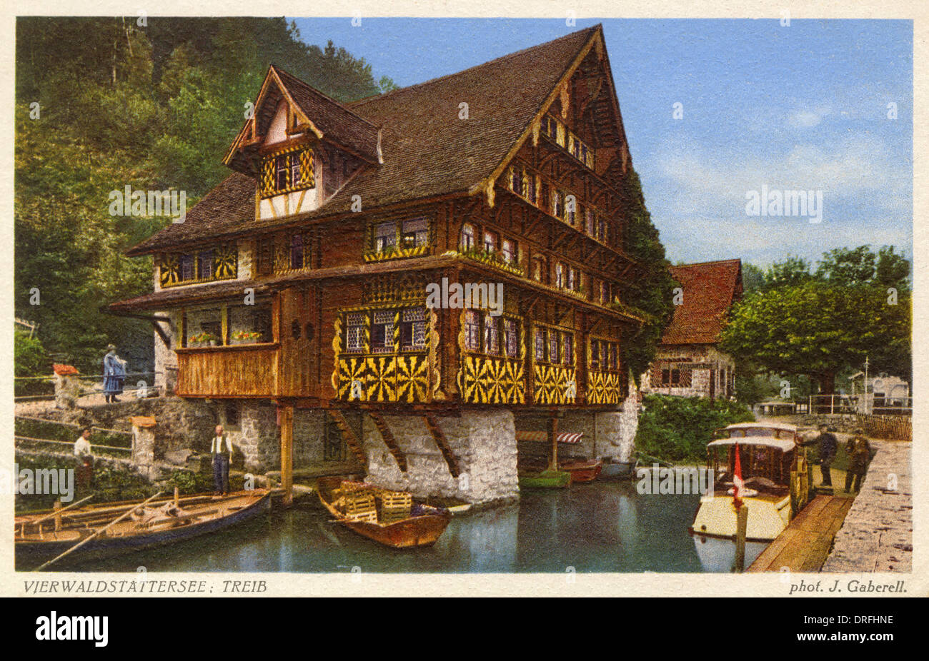 Vecchia Taverna casa a Treib, Svizzera Foto Stock