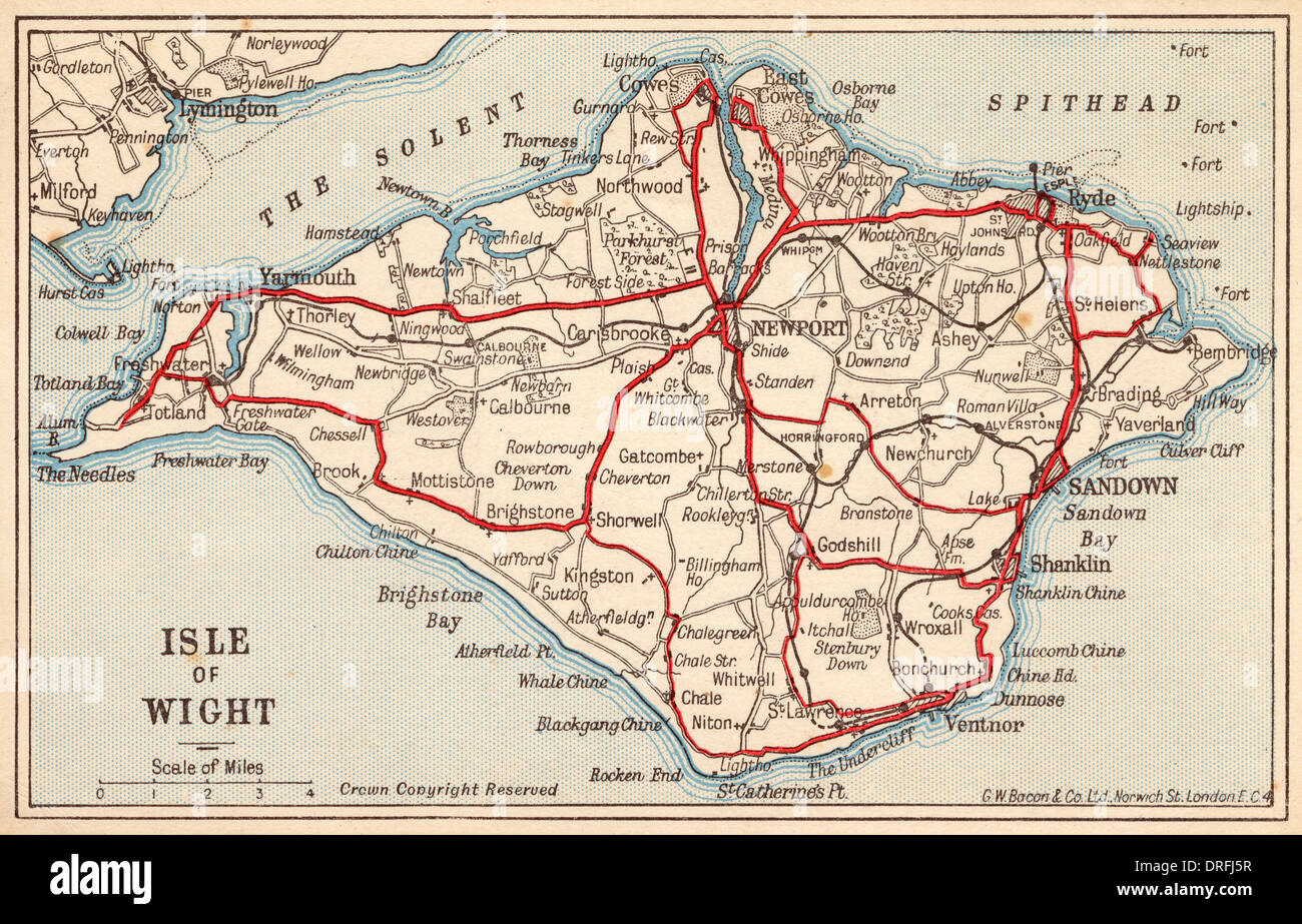 Mappa di Isola di Wight Foto Stock