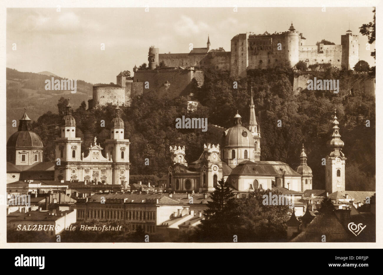 Salisburgo - la cattedrale e il castello di Hohensalzburg Foto Stock