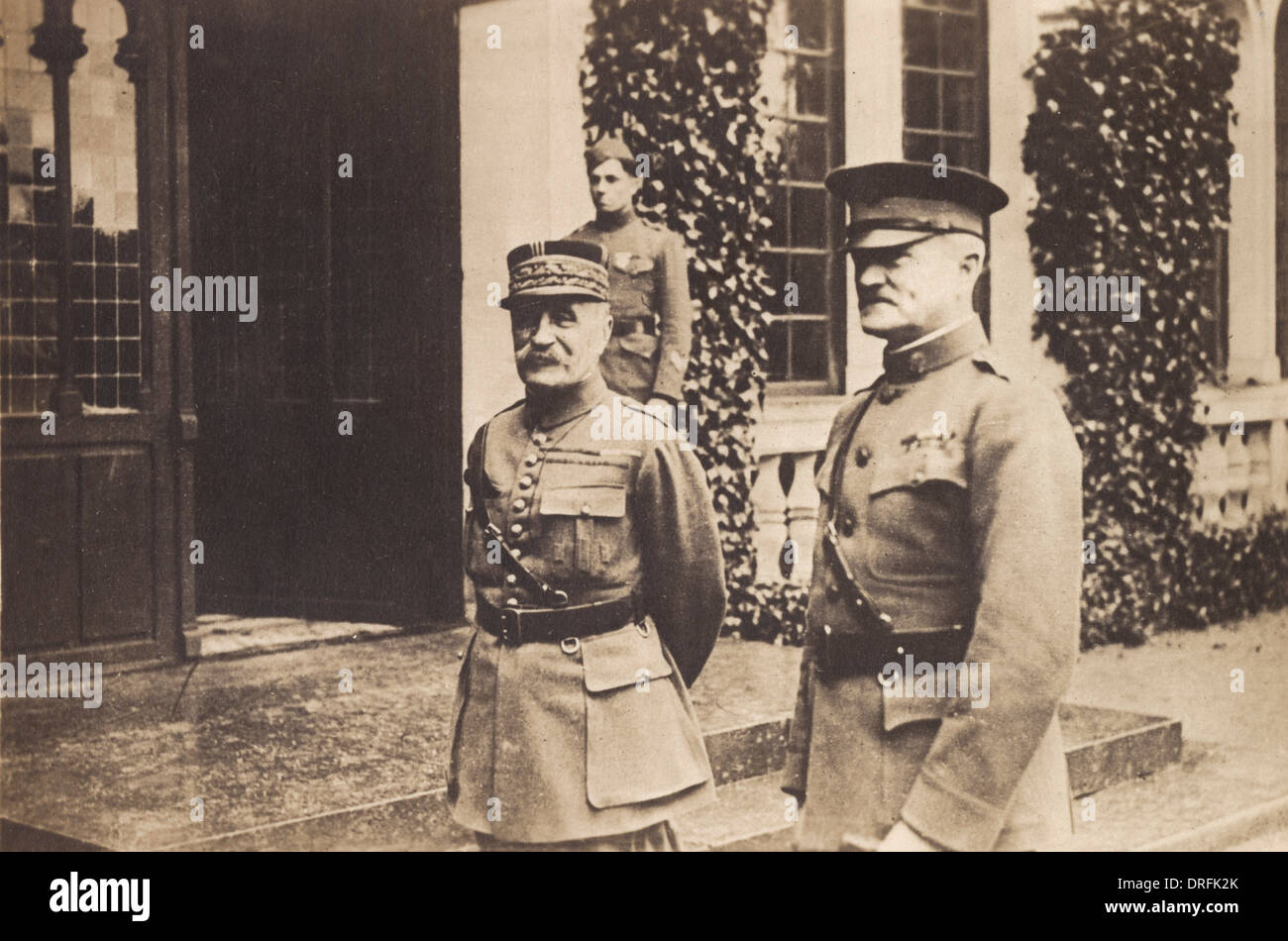 Il maresciallo Foch e il generale Pershing, Chaumont, Francia Foto Stock