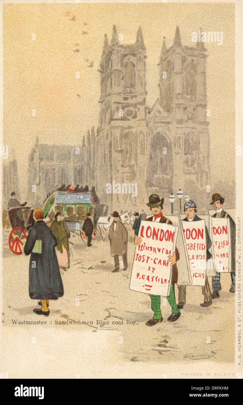 Scheda sandwich pubblicità, l'Abbazia di Westminster, Londra Foto Stock Scheda sandwich pubblicità, l'Abbazia di Westminster, Londra Foto Stock