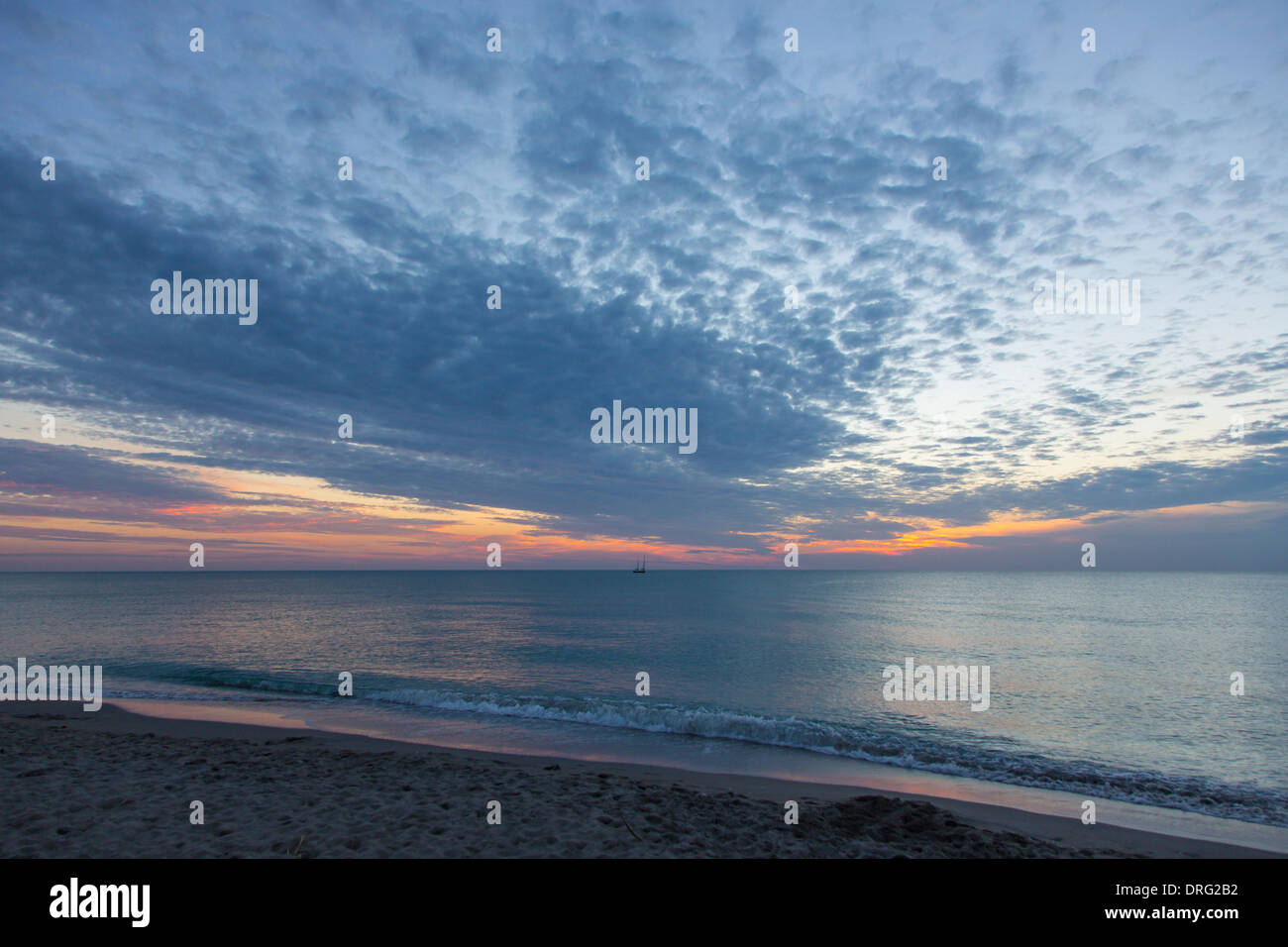 Tramonto sul Golfo del Messico da Venice Beach Florida Foto Stock