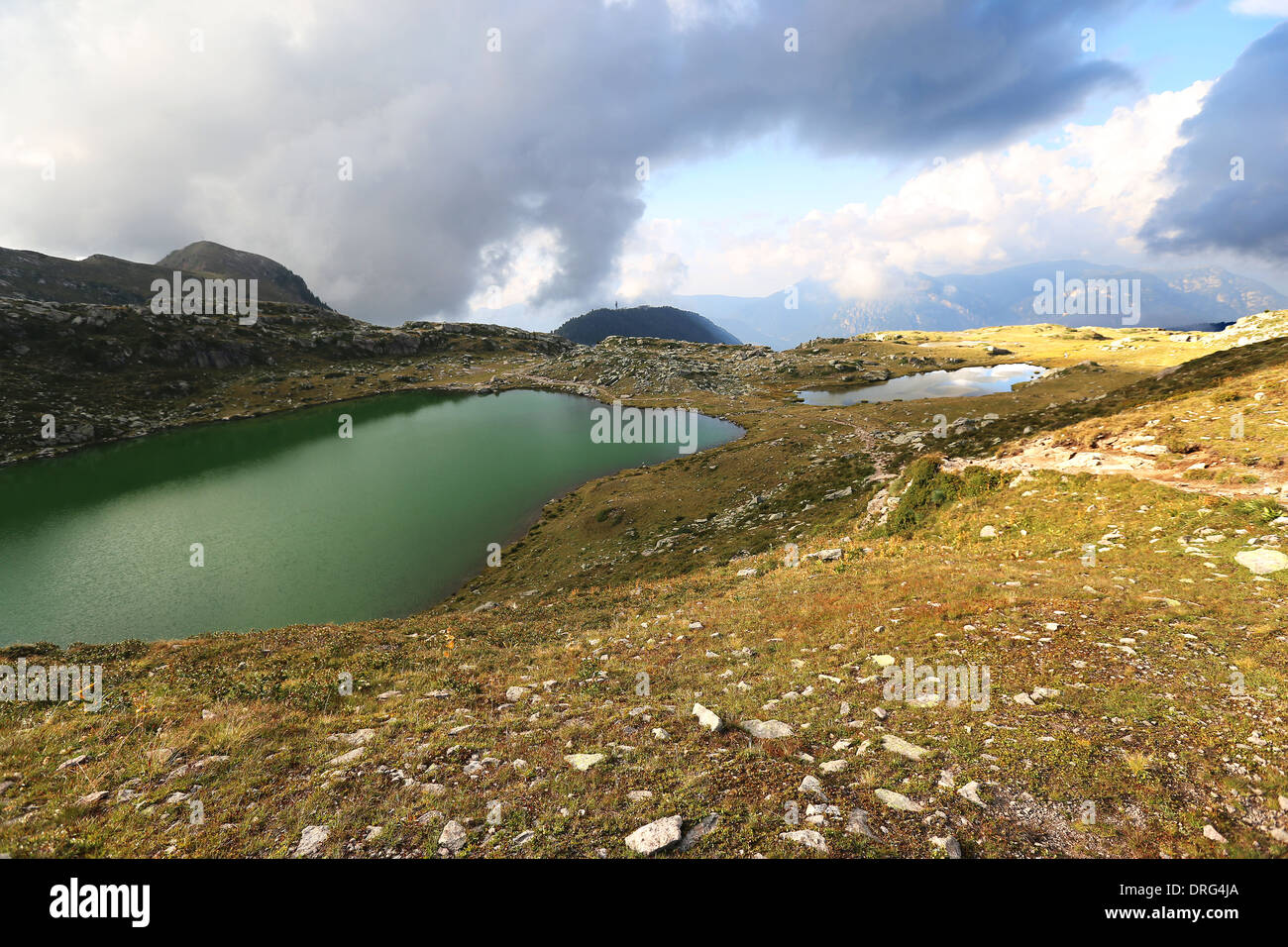 Bombasel Lakes. Il gruppo montuoso del Lagorai. Val di Fiemme, Trentino. Paesaggio montano. Alpi italiane. Europa. Foto Stock