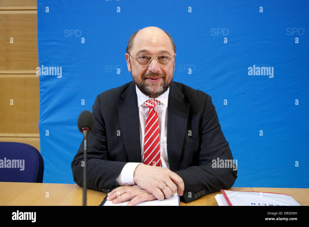 Berlino, Germania. Gennaio 25th, 2014. Foto della SPD Managers meeting realizzato presso la sede di SPD a Berlino. / Immagine: Martin Schulz (SPD), Presidente del Parlamento europeo e executive del DOCUP Officer per l'Unione europea, di credito: Reynaldo Chaib Paganelli/Alamy Live News Foto Stock