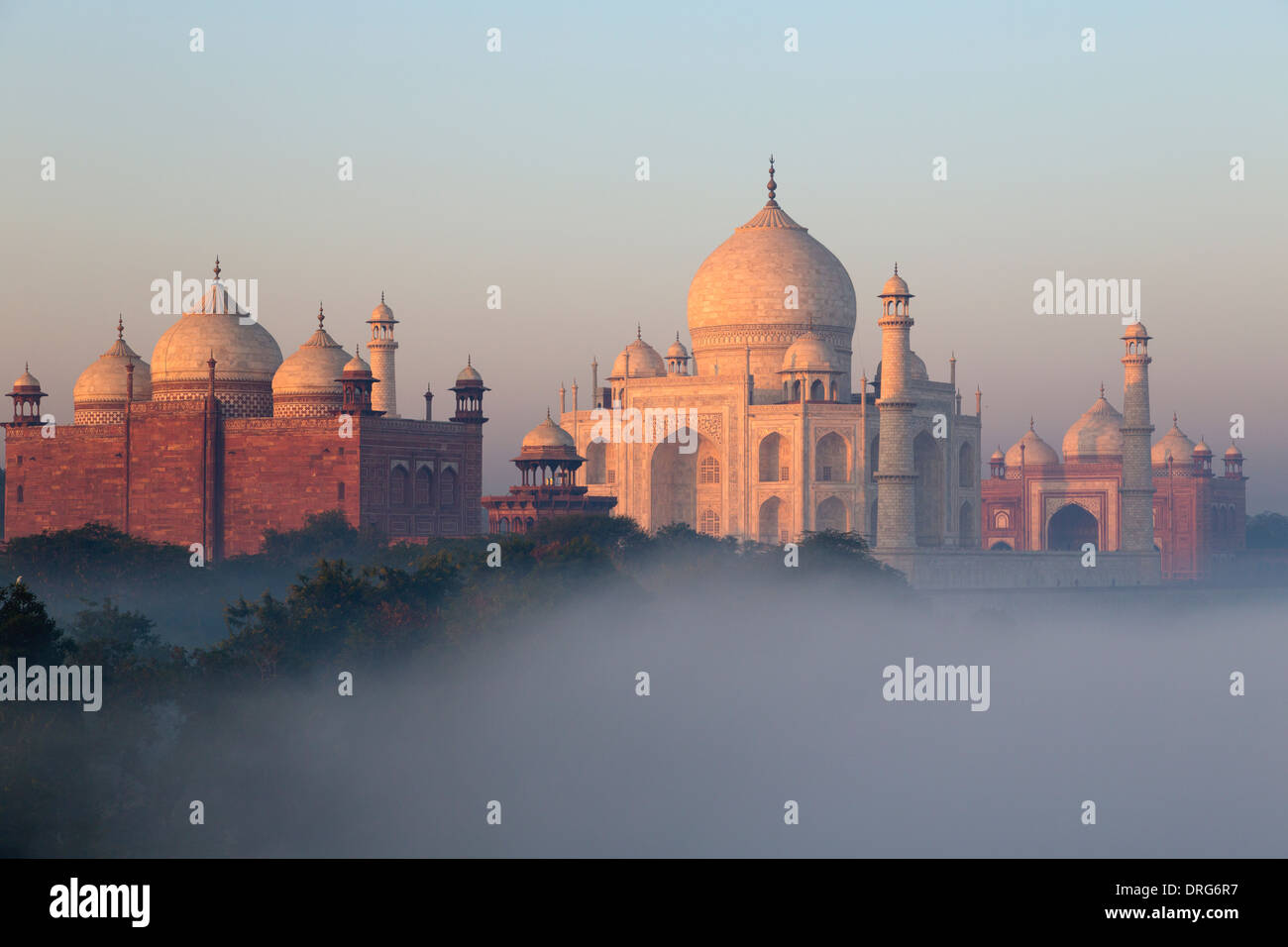 India, Uttar Pradesh, Agra il Taj Mahal di sunrise Foto Stock