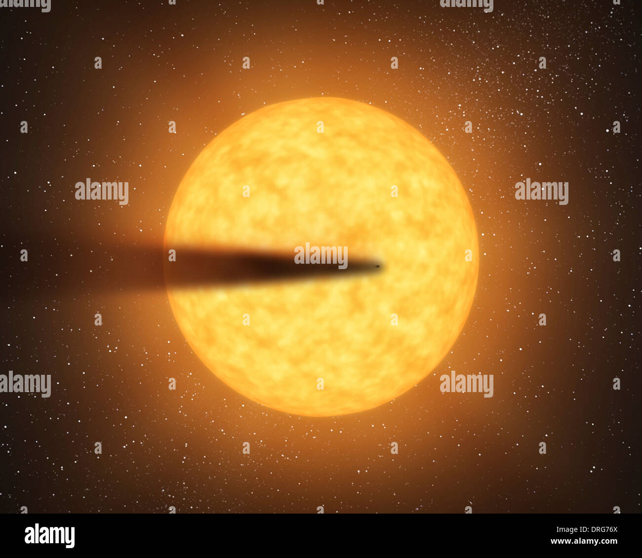 Artista della raffigurazione di una cometa-come tail vicino a mercurio-size pianeta candidato come esso transita la sua stella madre. Foto Stock