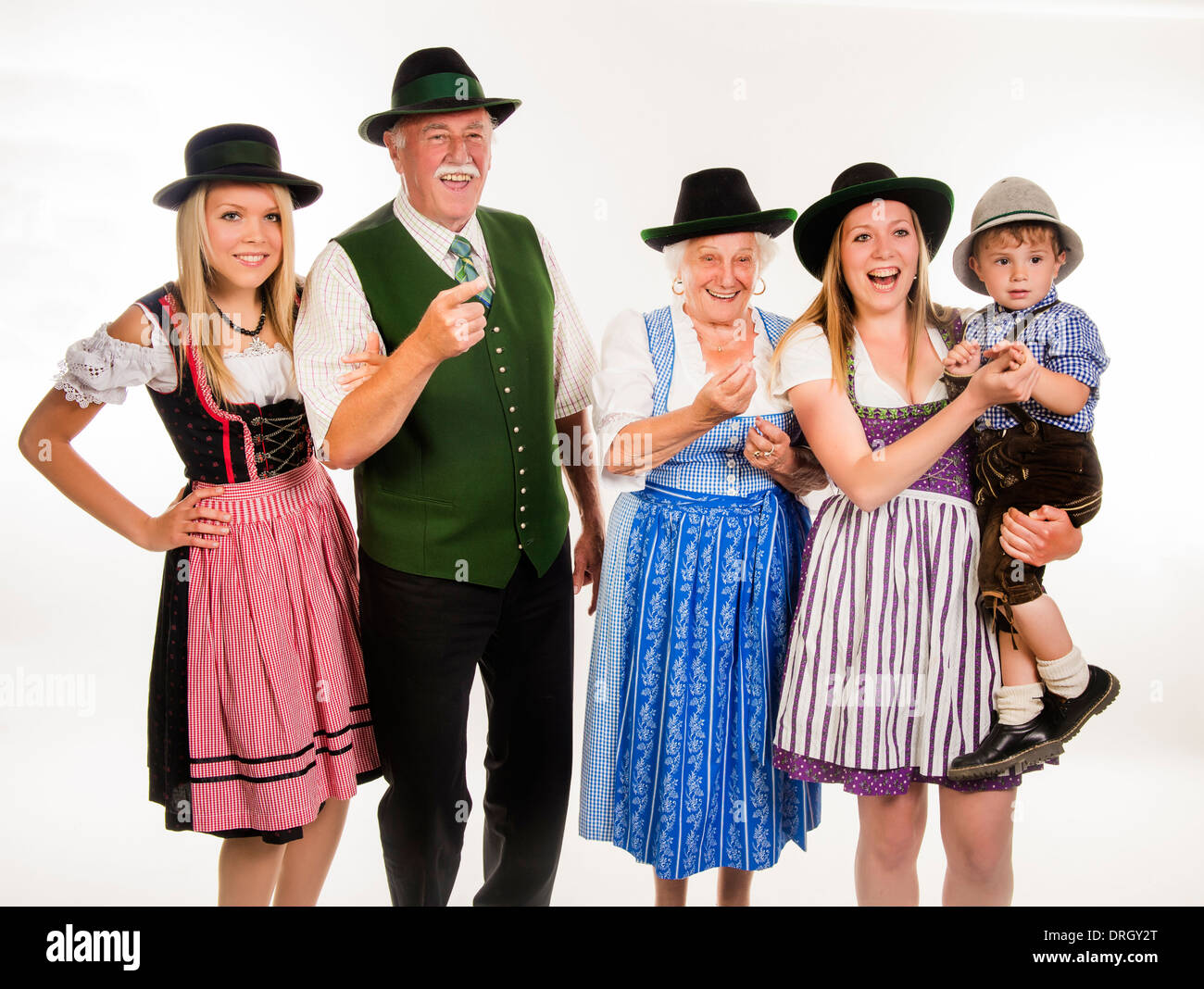 Jung und alt in Tracht - giovani e vecchi in costume tradizionale Foto Stock