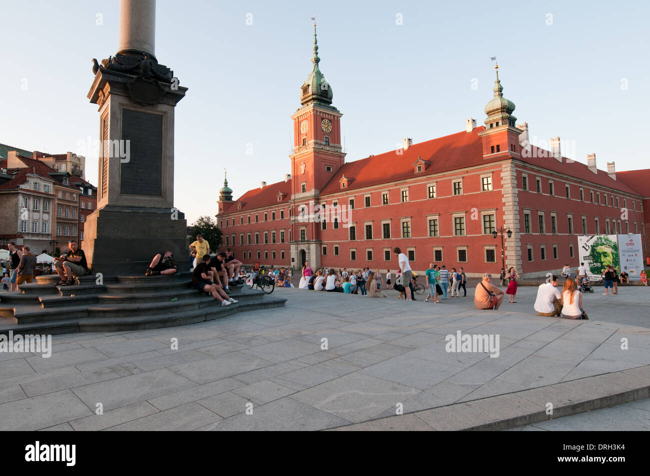 Re Sigismondo III Vasa Colonna e Castello Reale sulla Città Vecchia di Varsavia, Polonia Foto Stock