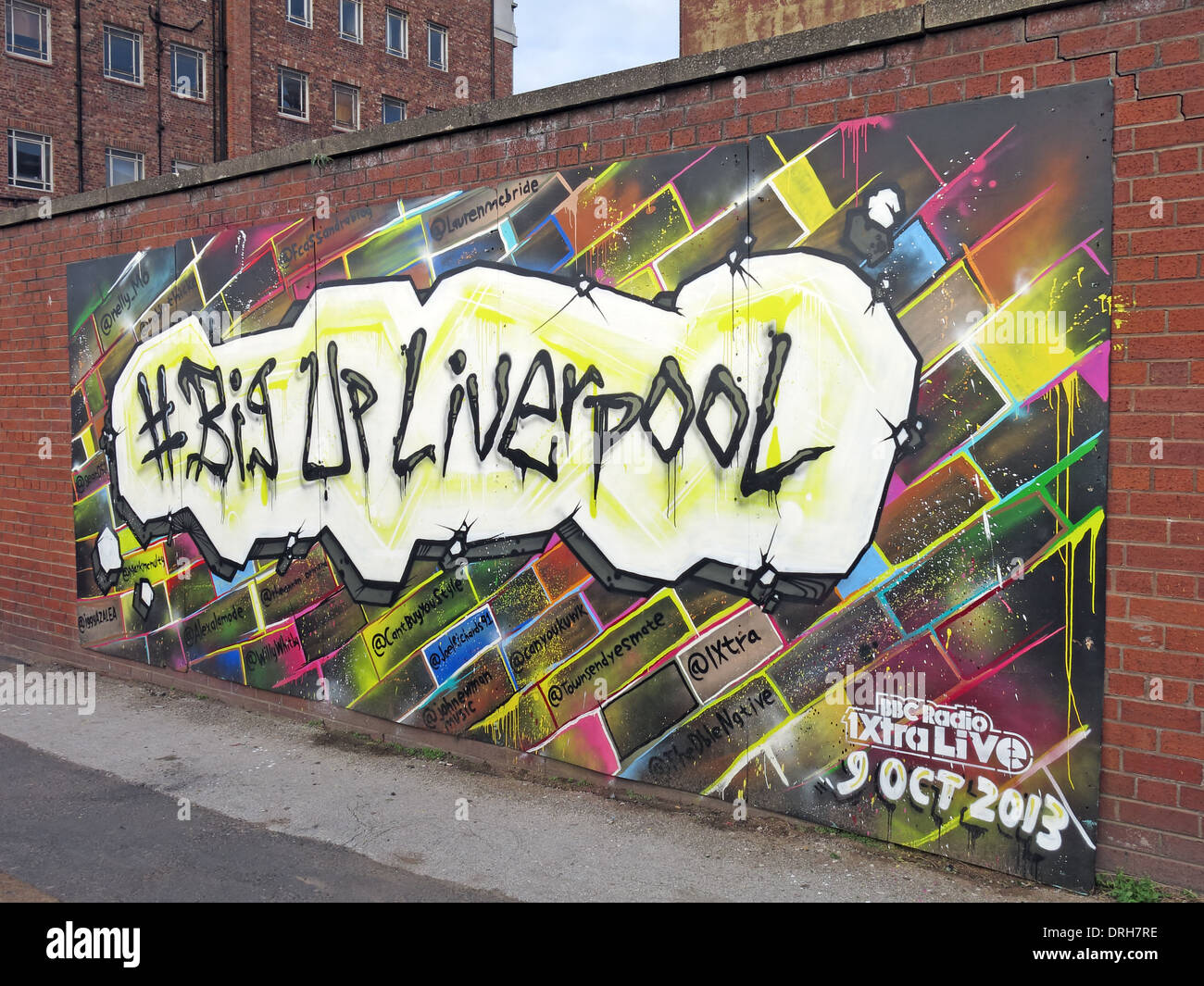 Big Up Liverpool, pittura nel centro della città, Merseyside, Inghilterra, Regno Unito Foto Stock