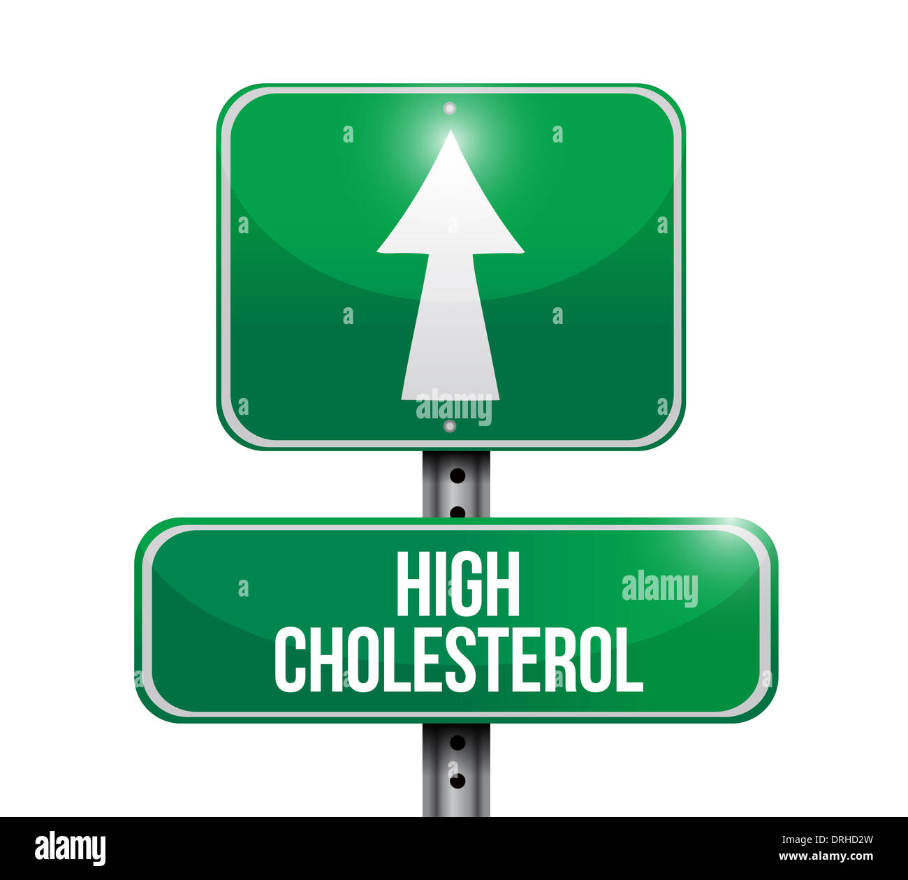 Colesterolo alto cartello stradale illustration design su uno sfondo bianco Foto Stock