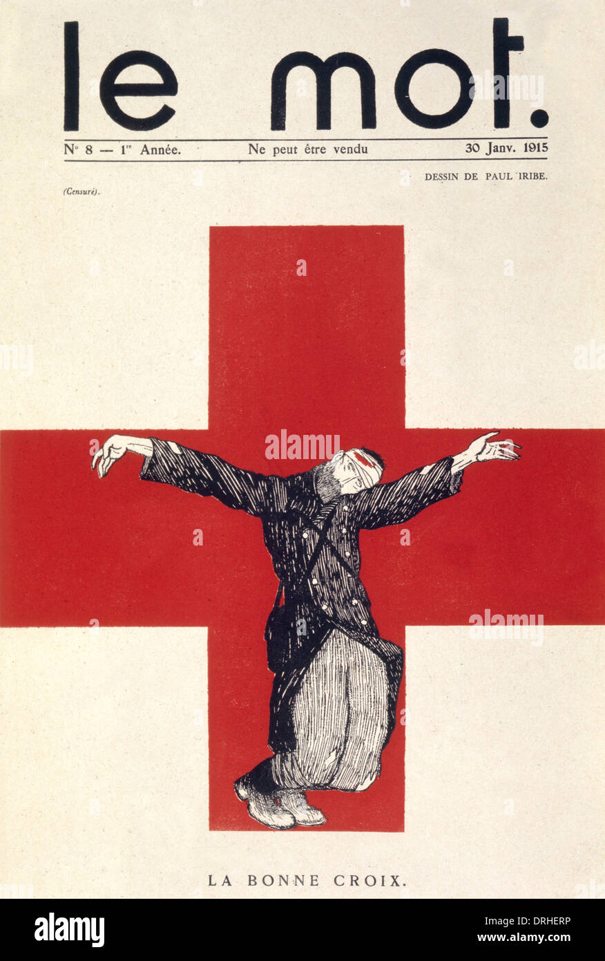 Design di copertura, Le Mot, soldato sulla croce rossa, WW1 Foto Stock