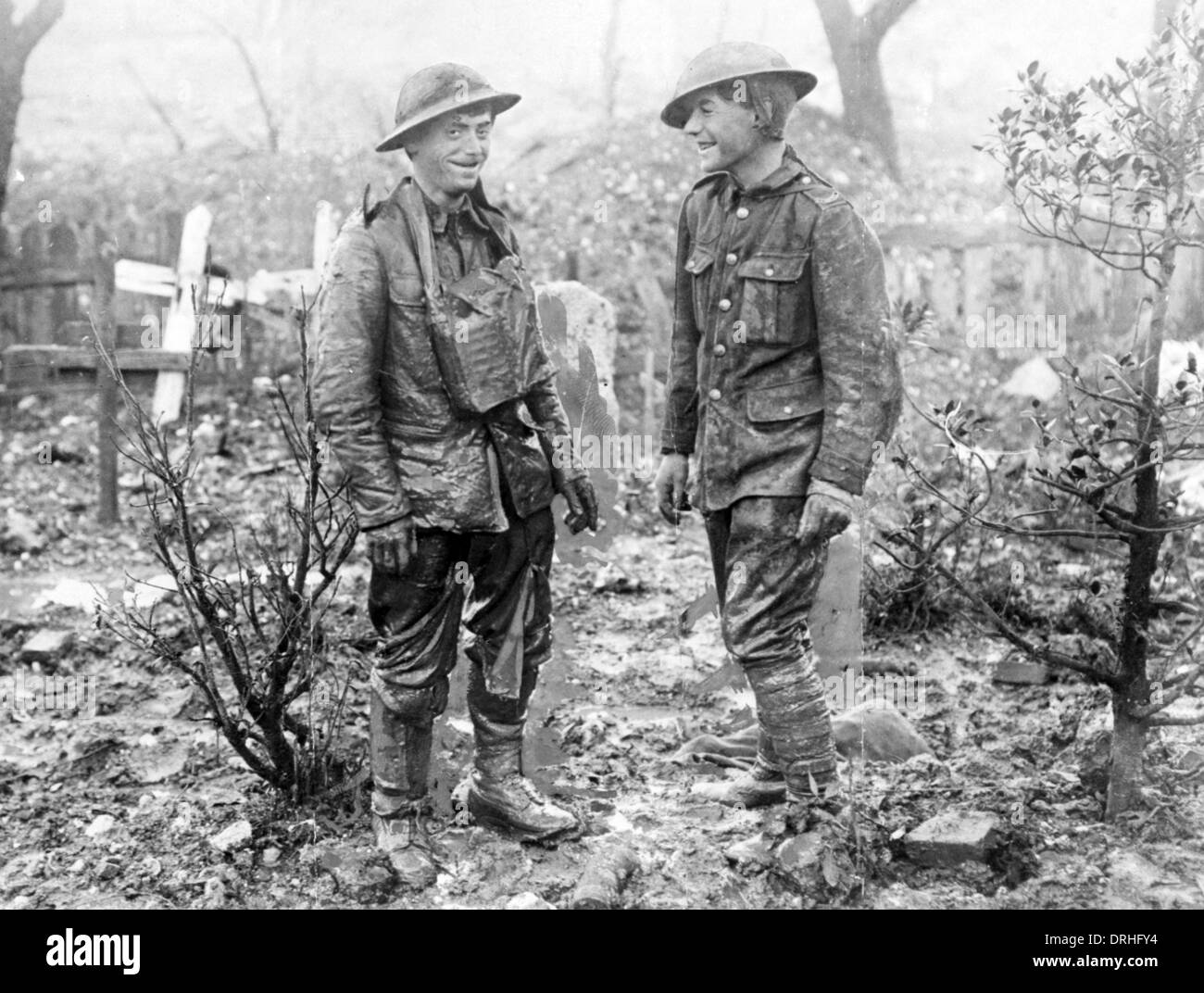 Due soldati britannici sul fronte occidentale, WW1 Foto Stock