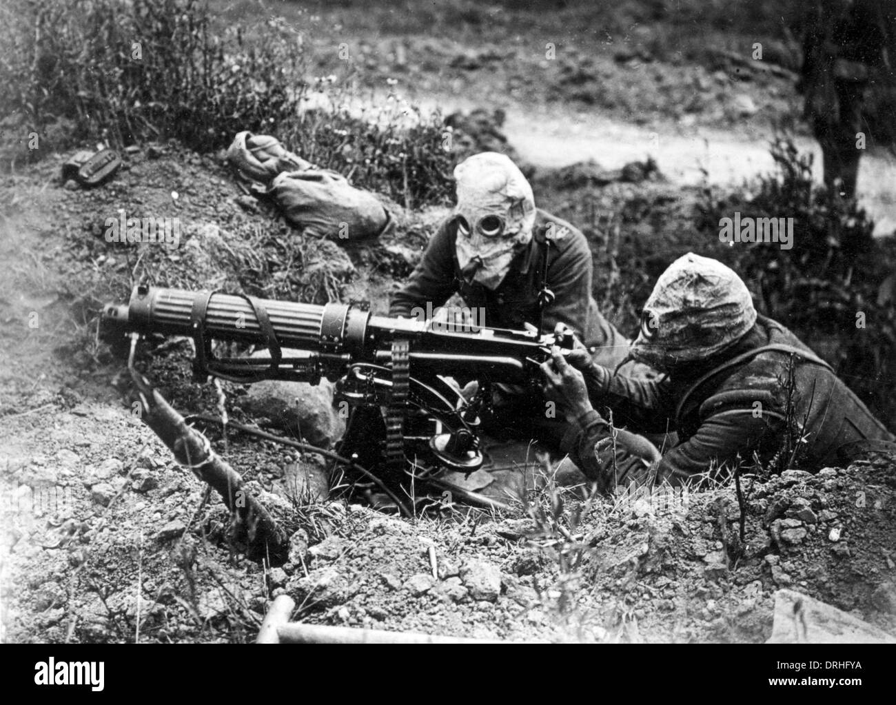 Due britannici mitraglieri, Battaglia delle Somme, WW1 Foto Stock