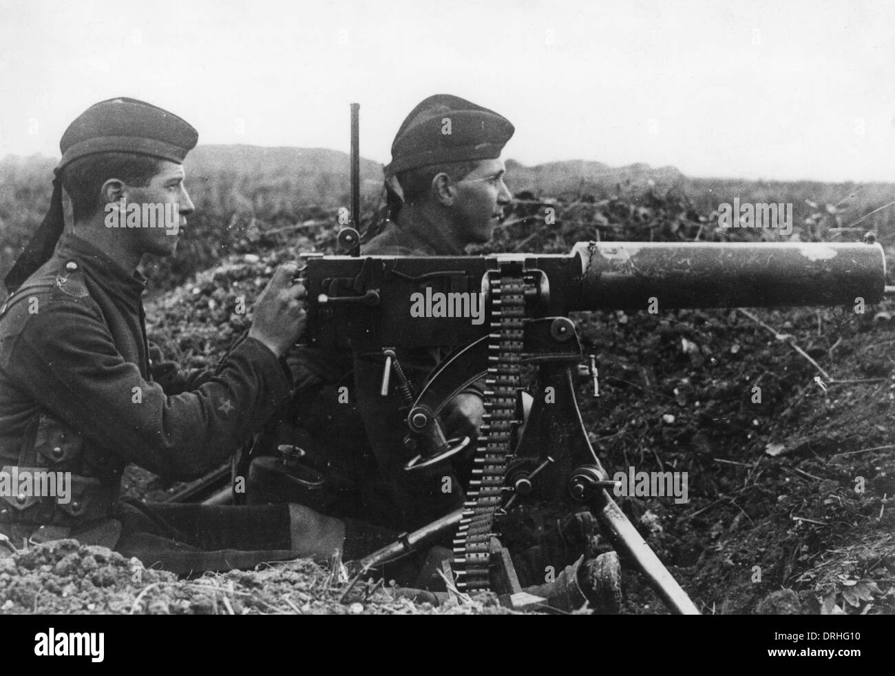 Cameron Montanari con Maxim gun, WW1 Foto Stock