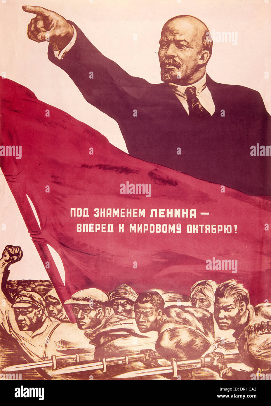 Poster sovietica, punti di Lenin in avanti Foto Stock
