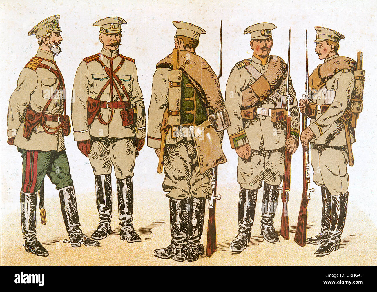 Esercito Russo uniformi, WW1 Foto Stock