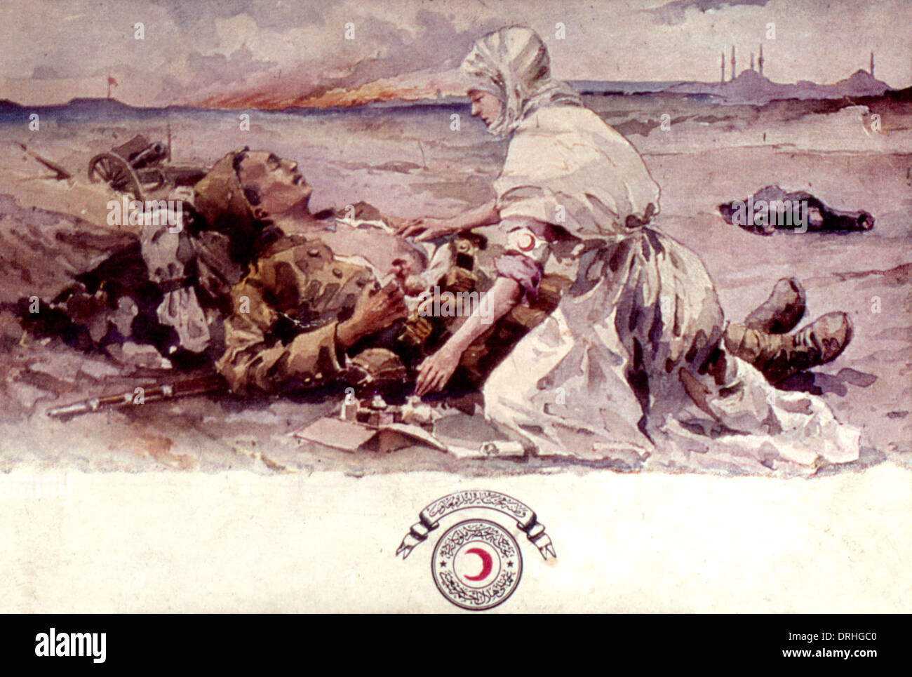 Bagno turco Red Crescent cartolina, WW1 Foto Stock