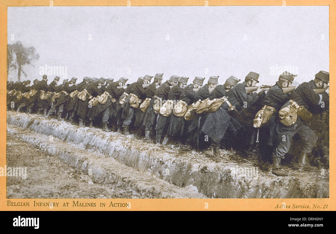 La fanteria belga in azione a Malines - la prima guerra mondiale Foto Stock