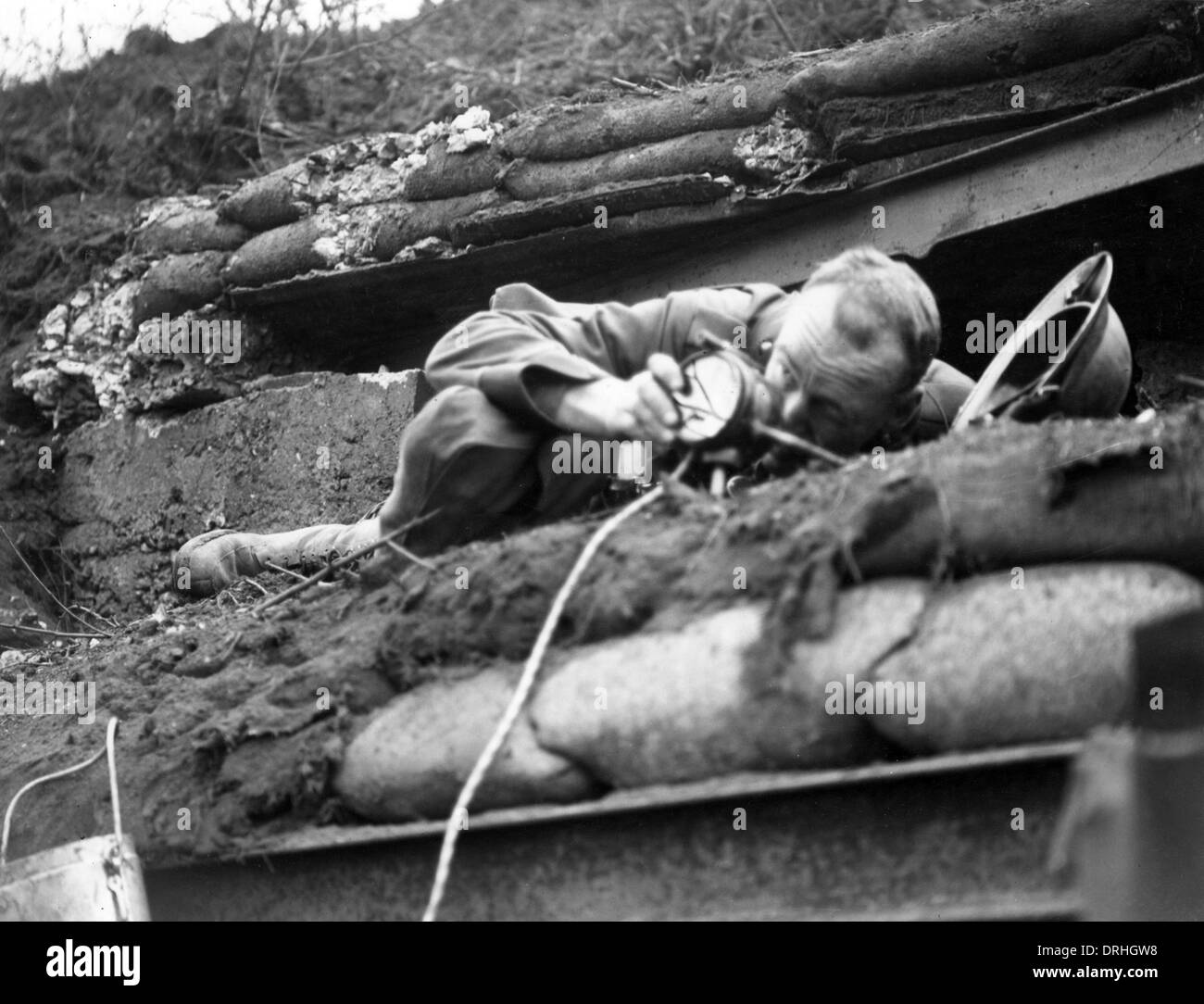 Osservazione di artiglieria Officer imposta lampada, Kemmel Ridge, WW1 Foto Stock