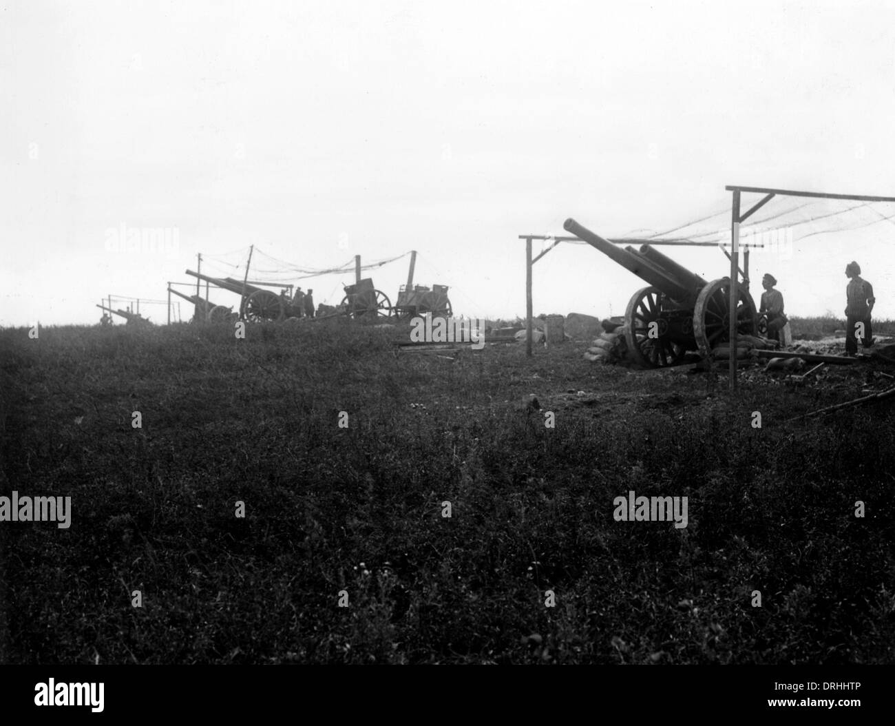 Batteria di 60 pounders in azione, Contalmaison, Francia, WW1 Foto Stock