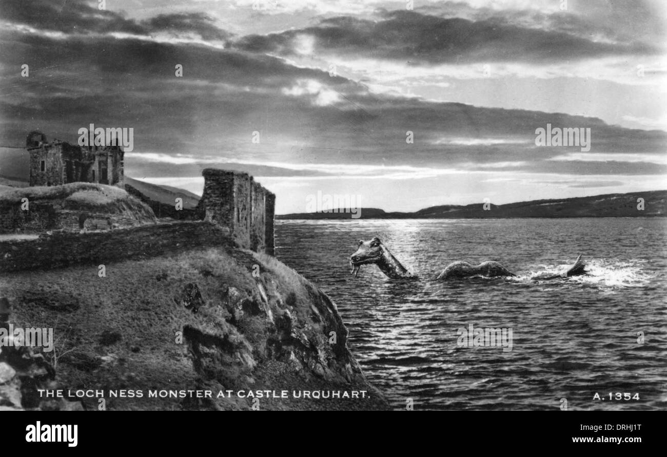Il Mostro di Loch Ness al Castello Urquhart Foto Stock