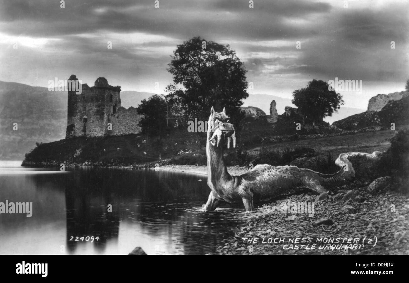 Il Mostro di Loch Ness al Castello Urquhart. Foto Stock