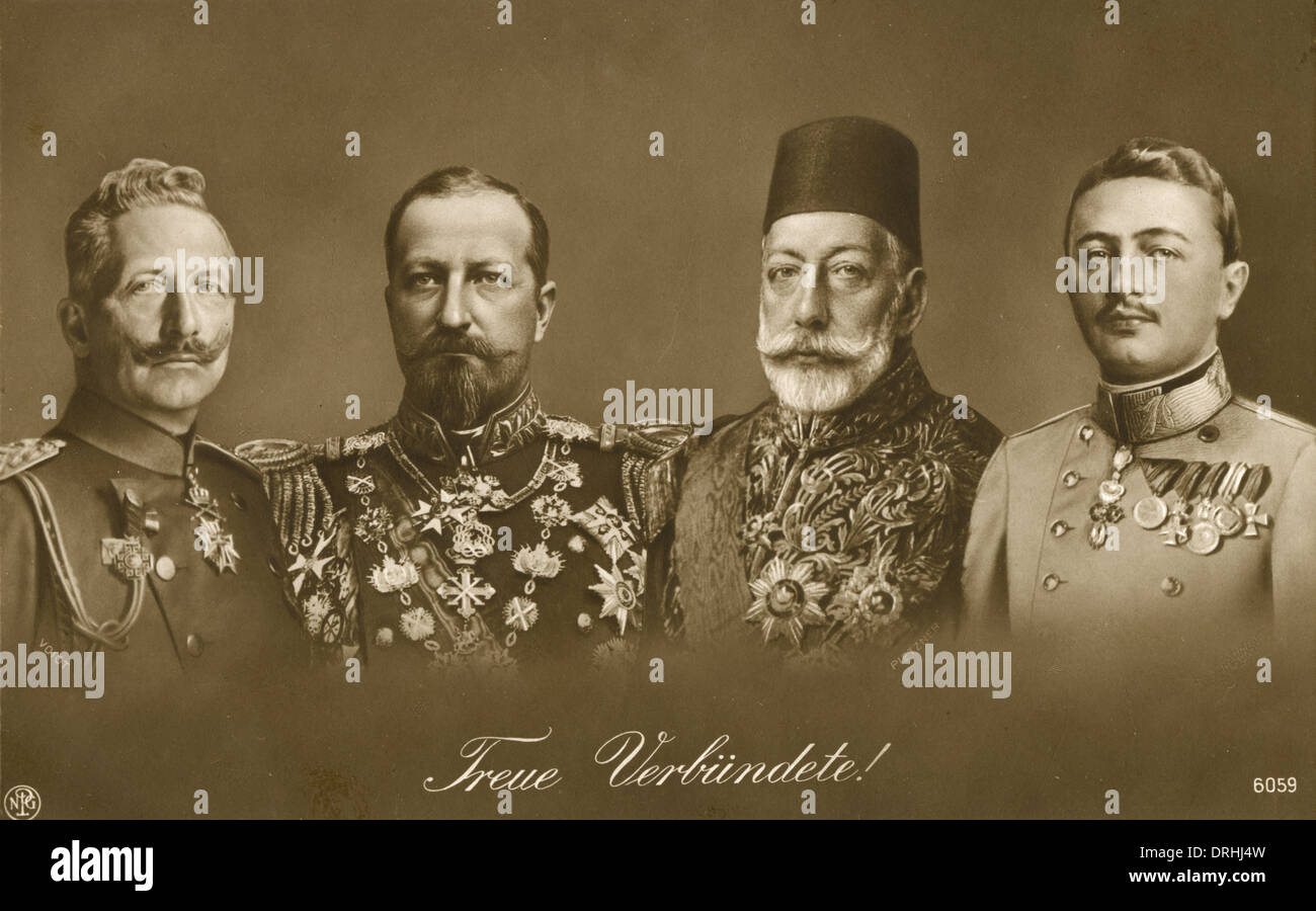 Quattro Potenze Centrali della Prima Guerra Mondiale Foto Stock