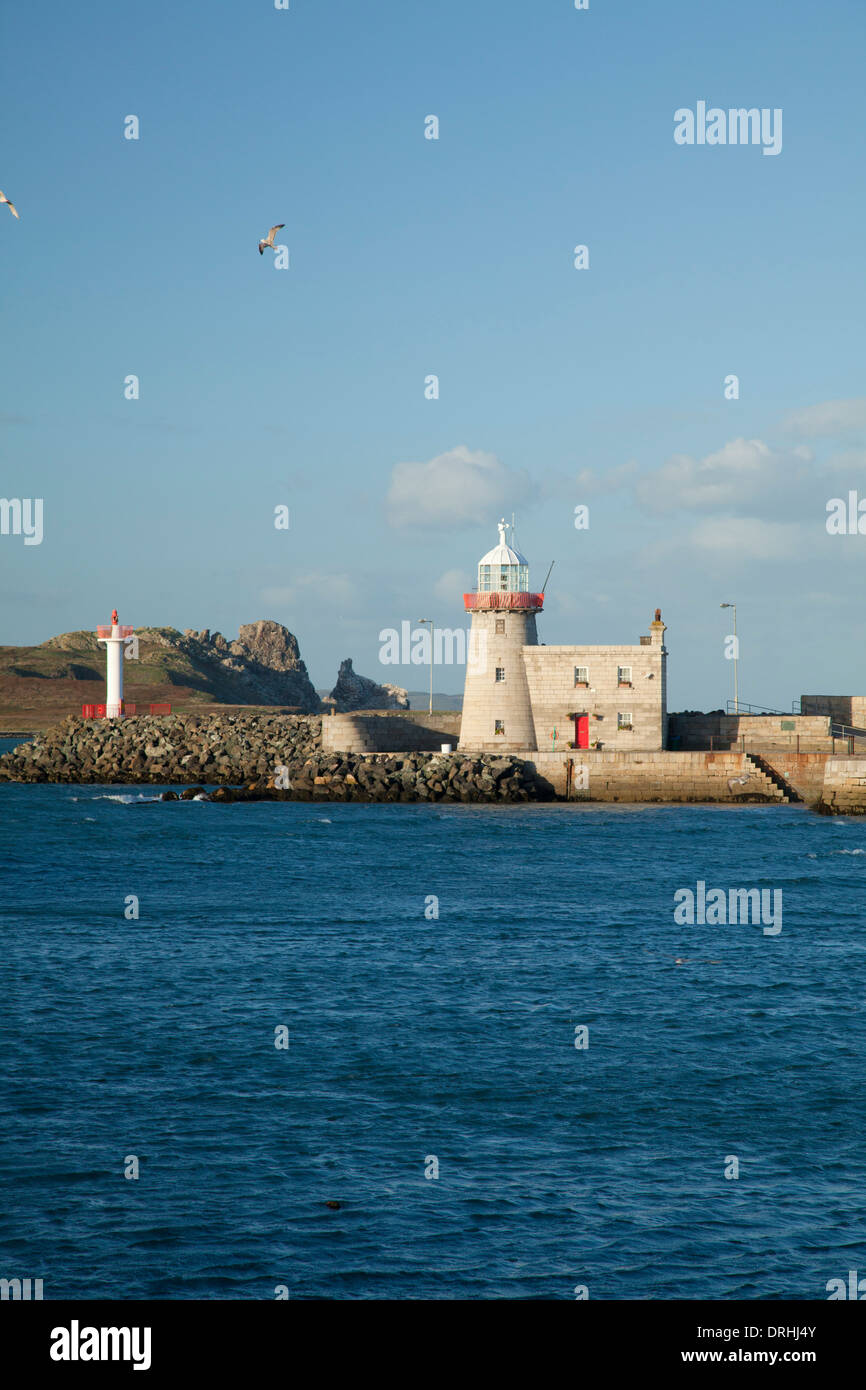 Howth Faro del porto risale al 1817, la penisola di Howth, County Dublin, Irlanda. Foto Stock