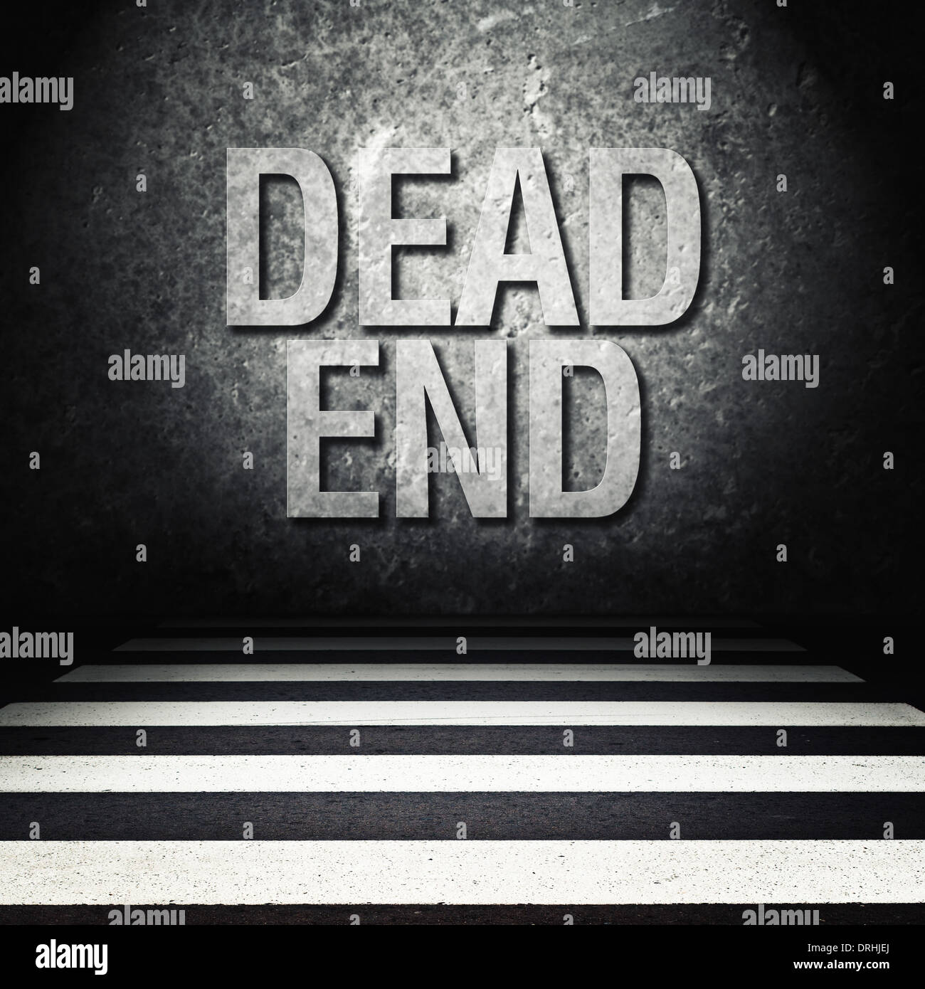 Dead End concetto. Camera di calcestruzzo con Dead End titolo. Foto Stock