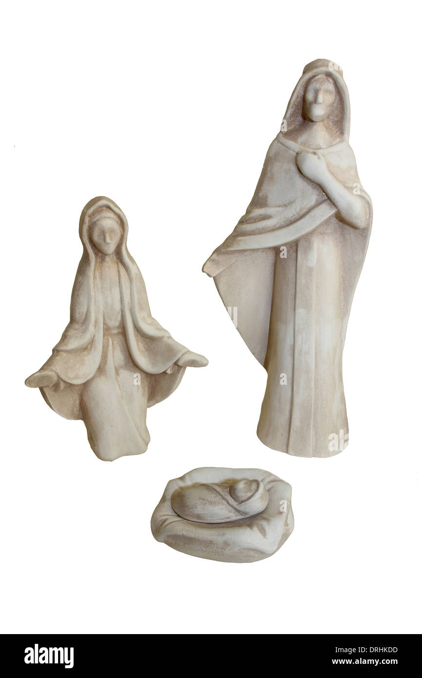 Scena della Natività di Maria e Giuseppe e il Bambino Gesù Foto Stock