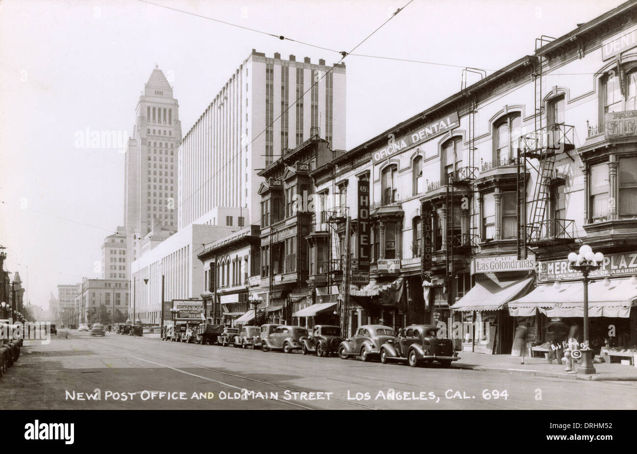 Nuovo Post Office e la vecchia strada principale, Los Angeles, Stati Uniti d'America Foto Stock