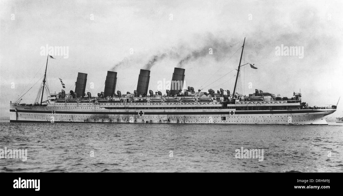 RMS Mauritania, utilizzato come nave ospedale durante il WW1 Foto Stock