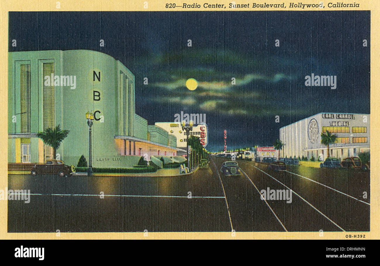 Centro Radio, Sunset Boulevard, Hollywood, STATI UNITI D'AMERICA Foto Stock